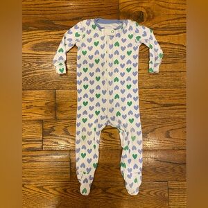 Primary Green and Blue Print Kids One Piece Footie - 6-9 mo